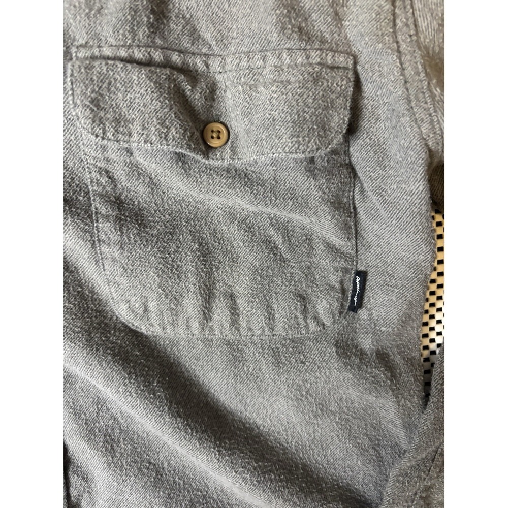 Quiksilver Mens Slim Fit Flannel Shirt Charcoal Grey Button Down Large L - Picture 4 of 8